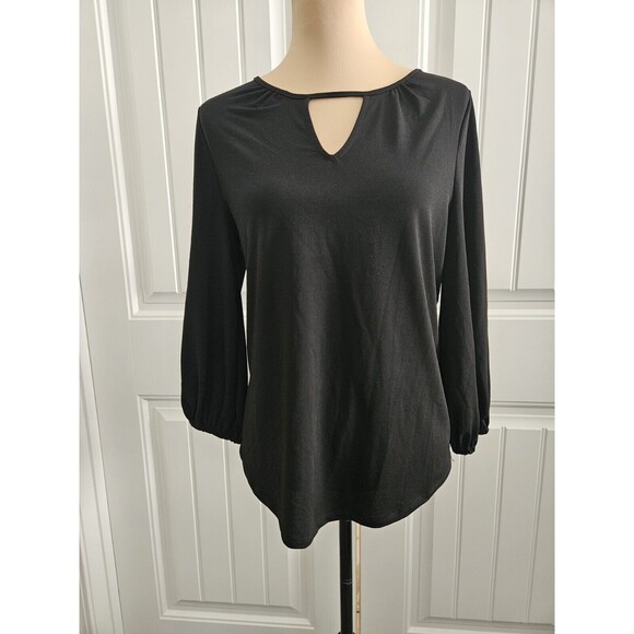 Adrianna Papell Black Keyhole Longsleeved Blouse Nwt  S - Picture 3 of 9